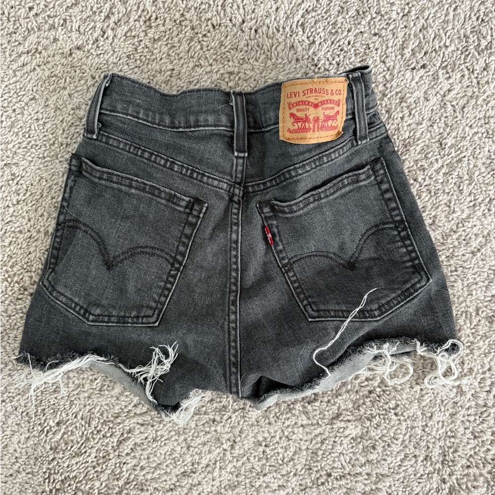 Levi's Women's Washed Black Denim Frayed Cutoff Shorts